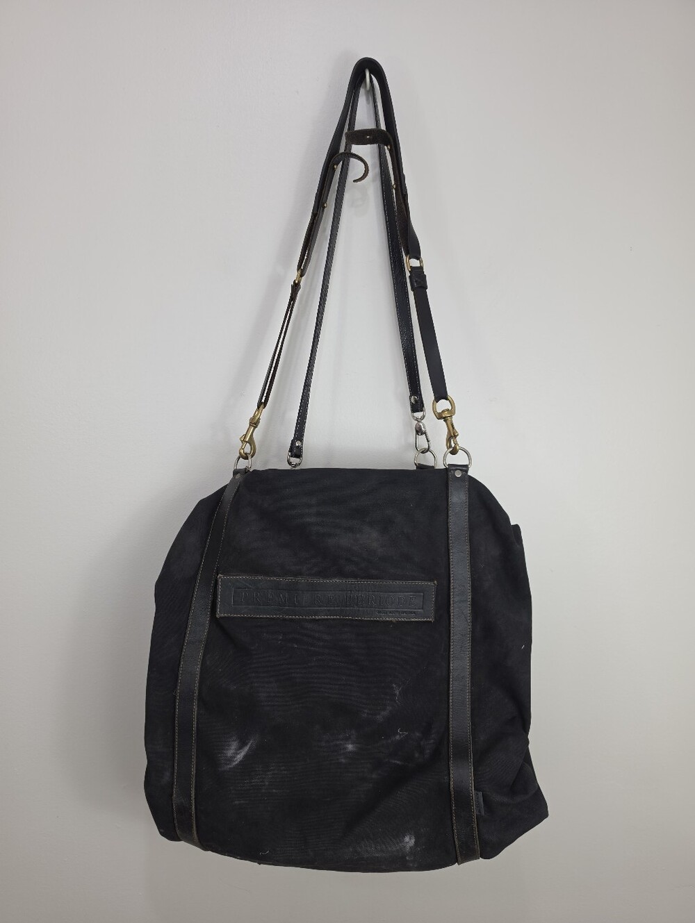 Rugby Classic Black Canvas Duffel Bag with Leather Trim Travel Bag - Picture 2 of 15